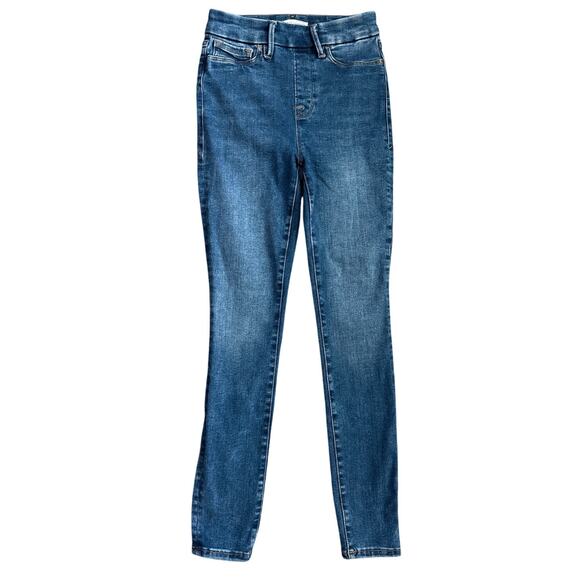 Good American Power Stretch‎ Pull-On Skinny Jeans Mid-Indigo Size Small - Picture 4 of 10